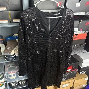 Charlotte Russe Black Sequin Long Sleeve Dress